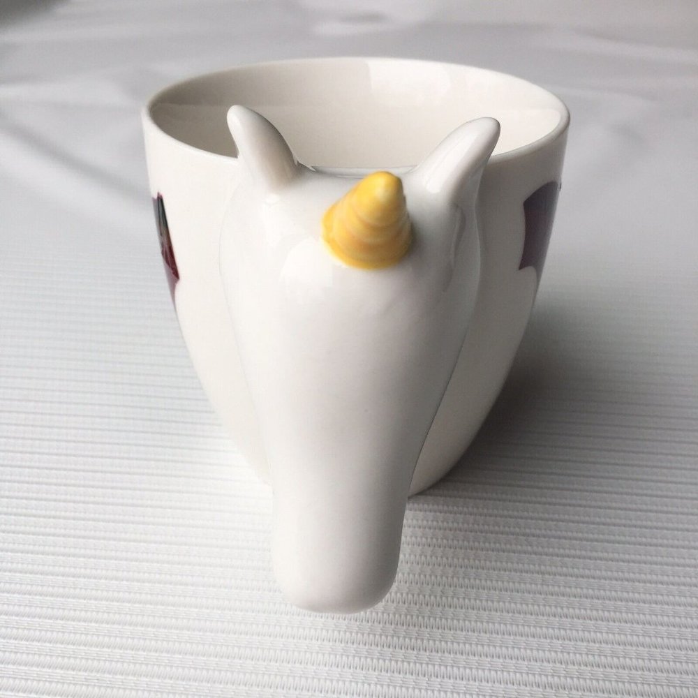 Unicorn Horse Head Coffee Mug Tea Cup White Purple Ceramic w Horn Fantasy Magic - Picture 5 of 12